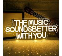ineonlife The Music Sounds Better With You Neon Led,Música Luces Neon, Letrero Led para Decoración de Pared,Music Letrero Luminoso para Estudio de Música,Fiesta,Bar,Dormitorio,Regalo