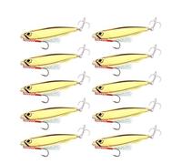 INEOUT 10 Unids/Lote Japen Metal Fundido Jig Cuchara 10/15/20/30/40/60g Orilla De Jigging Pescado Mar Señuelo For Pesca De Lubina Aparejos De Cebo Artificial(10PCS Gold,40G 8.9CM)