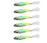 INEOUT 6 Unids/Lote 3D Eyes Metal Vib Blade Señuelos 7/10/12 Hundimiento Señuelo Vibración Cebos Artificial Vibe For Lubina Perca Aparejos De Pesca(F-6pcs-2 Hooks,12g-6pcs)