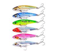 INEOUT 6 Unids/Lote 3D Eyes Metal Vib Blade Señuelos 7/10/12 Hundimiento Señuelo Vibración Cebos Artificial Vibe For Lubina Perca Aparejos De Pesca(B-6pcs-2 Hooks,12g-6pcs)