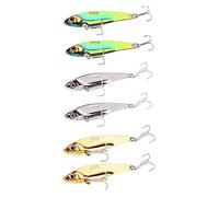 INEOUT 6 Unids/Lote 3D Eyes Metal Vib Blade Señuelos 7/10/12 Hundimiento Señuelo Vibración Cebos Artificial Vibe For Lubina Perca Aparejos De Pesca(D-6pcs-2 Hooks,7g-6pcs)