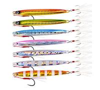 INEOUT 7 Unids/Set Super Slim Metal Casting Jigs 10G 20G 30G 40G Shore Drag Cast Jigging Spoon Zinc Señuelo De Pesca Cebo Artificial Aparejos(A-no Hook,40G)