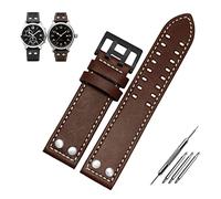 INEOUT Banda de reloj de cuero genuino de 20 mm 22 mm compatible con el reloj de campo de Hamilton Khaki H760250 H77616533 Reloj de reloj de reloj banda de correa hebilla (Color : Brown white black,