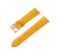 INEOUT Correa De Cuero Con Estampado De Palma, Correa De Reloj De Piel De Vaca Auténtica Hecha A Mano, Pulsera De Reloj For Hombre Y Mujer, Azul, Amarillo, Marrón Y Marrón (Color : Yellow rose buckle