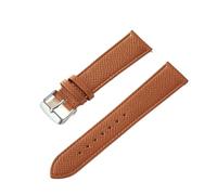 INEOUT Correa De Cuero Con Estampado De Palma, Correa De Reloj De Piel De Vaca Auténtica Hecha A Mano, Pulsera De Reloj For Hombre Y Mujer, Azul, Amarillo, Marrón Y Marrón (Color : Brown silver buckl