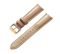 INEOUT Correa De Cuero De Cuero Suave Con Patrón De Litchi For Hombre, Damas, 16 Mm, 18 Mm, 20 Mm, 22 Mm, Accesorios De Correa De Reloj(Beige Gold Buckle,16mm)
