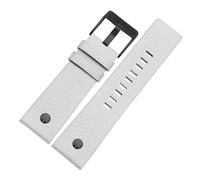 INEOUT Correa De Cuero Genuino Correa De Reloj 22 24 26 27 28 30 Mm Litchi Grain Compatible Con Diesel DZ4316 DZ7395 DZ7305 Correa De Reloj Pulsera De Reloj(White black buckle,27mm)