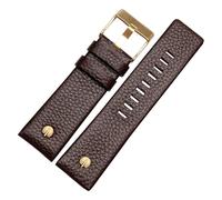 INEOUT Correa De Cuero Genuino Correa De Reloj 22 24 26 27 28 30 Mm Litchi Grain Compatible Con Diesel DZ4316 DZ7395 DZ7305 Correa De Reloj Pulsera De Reloj(Brown gold buckle,22mm)