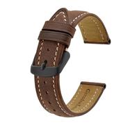 INEOUT Correa De Reloj Correa De Reloj De Cuero Crazy Horse Retro De 14 Mm ~ 24 Mm Con Hebilla Negra Correa De Repuesto For Hombres Y Mujeres (Color : Brown(Beige Line), Size : 16mm)