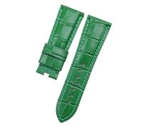 INEOUT Correa De Reloj Cuero Bambú Auténtico Con Patrón Cocodrilo 24mm Y 26mm Compatible Pulsera Hebilla Mariposa, Accesorios(Green,26mm With Logo,Without Buckle)