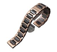 INEOUT Correa De Reloj De Cerámica De Liberación Rápida, Correa De Reloj Blanca Y Negra De 14, 15, 16, 17, 18, 19, 20, 21 Y 22mm For Hombres Y Mujeres (Color : Rosegold black, Size : 20mm)