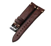 INEOUT Correa De Reloj De Cuero Cepillado Vintage 18 19 20 21 22MM Cuero Suave Ultrafino, Negro, Marrón, Gris Verde Compatible Con Pulsera Antigua(Maroon,22mm)