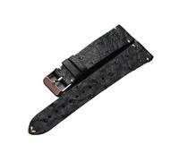 INEOUT Correa De Reloj De Cuero De Avestruz 18 19 20 21 22 MM Correa Suave Negra For Hombre Pulsera De Cuero De Estilo Vintage(Rose gold buckle,21mm)