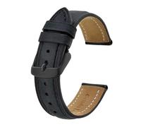 INEOUT Correa De Reloj De Cuero Genuino 14mm 17mm 18mm 19mm 20mm 21mm 22mm 23mm 24mm Pulsera De Repuesto For Hombres Y Mujeres (Color : Black-Black Buckle, Size : 21mm)