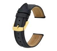 INEOUT Correa De Reloj De Cuero Genuino 14mm 17mm 18mm 19mm 20mm 21mm 22mm 23mm 24mm Pulsera De Repuesto For Hombres Y Mujeres (Color : Black-Gold Buckle, Size : 16mm)
