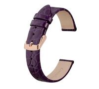 INEOUT Correa De Reloj De Cuero Genuino For Mujer, 8mm, 10mm, 12mm, 14mm, 16mm, 18mm, 19mm, 20mm, Correa De Repuesto Con Hebilla Inoxidable (Color : Purple-Rosegold, Size : 16mm)