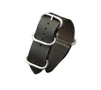 INEOUT Correa De Reloj De Cuero Hecha A Mano 18 20 22 24 26MM Correa De Cuero De Vaca De Capa Superior Esmerilada Vintage, Pulsera De Hombre Marrón Negro(Green silver buckle,26mm)