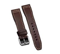 INEOUT Correa De Reloj De Cuero Hecha A Mano For Capa De Cuero De Vaca 20 21 22MM Marrón Negro Correa Vintage Masculina Adecuada Compatible Con Pilot Mark 15 16(Brown,21mm)