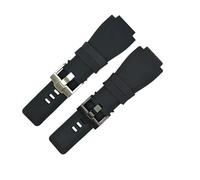 INEOUT Correa De Reloj De Goma Suave Compatible Con Bell & Ross BR-01 Serie BR-03 Correa De Reloj Con Hebilla De 24x35 Mm Con Boca Convexa Negra Pulsera De Repuesto (Color : Black, Size : 24X35MM_BL