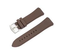 INEOUT Correa De Reloj De Silicona De Goma, Cinturón Resistente Al Agua Compatible Con Correa De Reloj GUESS, Accesorios Con Hebilla Plegable (Color : Brown Silver Buckle, Size : 27mm)