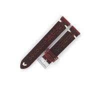 INEOUT Correa De Reloj Vintage Crazy Horse De Piel Auténtica, Correa De Reloj Hecha A Mano De 18mm, 19mm Y 21mm, Accesorios De Pulsera For Hombre Y Mujer(Red,18mm)