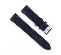 INEOUT Correa De Reloj Vintage De Piel De Ante, 18mm, 20mm, 22mm, 24mm, Azul, Marrón, Costura Hecha A Mano, Pulsera De Repuesto(DarkBlue-Red Wire,20mm)