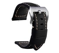 INEOUT Correas De Cuero Compatibles Con Panerai PAM441 386 Accesorios For Relojes Correa For Hombres 20 Mm 22 Mm 24 Mm 26 Mm Correas De Reloj Pulsera De Repuesto De Piel De Vaca (Color : 02-black sil