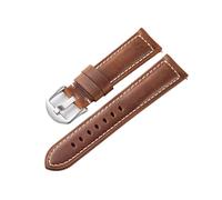 INEOUT Correas De Reloj De Cuero Crazy Horse, Correas De Cuero For Reloj Wirst, 20mm, 22mm, 24mm, Pulsera De Reloj For Hombre, Cinturón De Piel De Vaca (Color : Dark Brown-Silver, Size : 22mm)