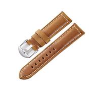 INEOUT Correas De Reloj De Cuero Crazy Horse, Correas De Cuero For Reloj Wirst, 20mm, 22mm, 24mm, Pulsera De Reloj For Hombre, Cinturón De Piel De Vaca (Color : Brown-Silver Buckle, Size : 22mm)