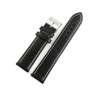 INEOUT Correas De Reloj De Cuero Genuino Con Cera De Aceite, Correas De Reloj De Piel De Vaca De 16mm, 18mm, 19mm, 20mm, 21mm, 22mm Y 24mm(Green-white line,24mm)