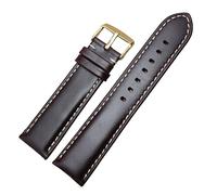 INEOUT Correas De Reloj De Cuero Genuino Hechas A Mano For Hombres Y Mujeres, Pulsera 18 19 20 21 22 24mm, Correa De Reloj VINTAGE Con Hebilla Plateada Pulida(Dark brown gold,18mm)