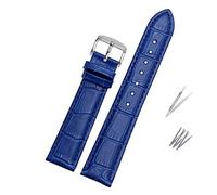 INEOUT Cuero genuino azul watcband compatible con ciudadano rossini reloj de reloj 14mm 16 mm 18 mm 19 mm 20 mm 21 mm 22mm 23mm reloj de reloj de reloj de vaquera (Color : Blue silver, Size : 21mm)