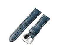 INEOUT Nueva Correa De Cuero Genuino Crazy Horse Leather Pulsera De Hombre De Línea Gruesa Hecha A Mano Compatible Con Panerai Strap 20 22 24 26mm(Slub blue,20mm)