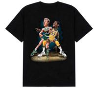 InEoutmdc Adver New Magic Johnson Larry Bird Basketball La Camiseta de algodón para hombre Mq426, Negro, XL