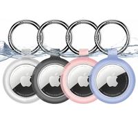Inesore Case for Apple AirTag Holder, Transparent Waterproof Keychain & Carbon Fibre Look for Air Tag, Scratch Resistant Luggage Tag and Keychain (Multicolour)