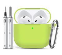 Inesore Compatible con 4 fundas para Airpods, funda protectora de silicona para Apple Airpods 4 Active Noise Cancellation, soporte de carga inalámbrica y frontal LED visible, con bolígrafo limpiador