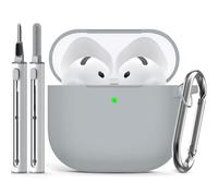 Inesore Compatible con 4 fundas para Airpods, funda protectora de silicona para Apple Airpods 4 Active Noise Cancellation, soporte de carga inalámbrica y frontal LED visible, con bolígrafo limpiador