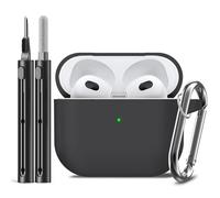 Inesore Compatible with Airpods 3rd Case Cover, Silicone Protective Case for Apple AirPods 3rd Generation with Keychain and Cleaner Pen, for Man (Black)
