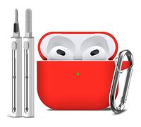 Inesore Compatible with Airpods 3rd Case Cover, Silicone Protective Case for Apple AirPods 3rd Generation with Keychain and Cleaner Pen, for Women Men (Red)