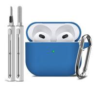 Inesore Compatible with Airpods 3rd Case Cover, Silicone Protective Case for Apple AirPods 3rd Generation with Keychain and Cleaner Pen, for Women Men (Lake Blue)