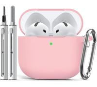 Inesore Compatible with Airpods 4 Case Cover,Silicone Protective Case for Apple Airpods 4 Active Noise Cancellation, Support Wireless Charging and Front LED Visible, with Cleaner Pen,Pink