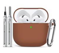 Inesore Compatible with Airpods 4 Case Cover,Silicone Protective Case for Apple Airpods 4 Active Noise Cancellation, Support Wireless Charging and Front LED Visible, with Cleaner Pen,Brown