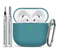 Inesore Compatible with Airpods 4 Case Cover,Silicone Protective Case for Apple Airpods 4 Active Noise Cancellation, Support Wireless Charging and Front LED Visible, with Cleaner Pen,Denim Blue