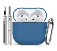 Inesore Compatible with Airpods 4 Case Cover,Silicone Protective Case for Apple Airpods 4 Active Noise Cancellation, Support Wireless Charging and Front LED Visible, with Cleaner Pen,Lake Blue