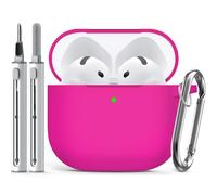 Inesore Compatible with Airpods 4 Case, Silicone Protective Cases for Apple Airpods 4 Active Noise Cancellation, Support Wireless Charging and Front LED Visible, Fluorescent Rose