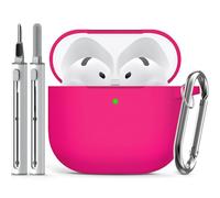 Inesore Compatible with Airpods 4 Cases Cover,Silicone Protective Case for Apple Airpods 4 Active Noise Cancellation, Support Wireless Charging and Front LED Visible, with Cleaner Pen,Rose Pink