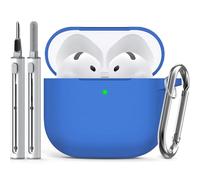Inesore Compatible with Airpods 4 Cases Cover,Silicone Protective Case for Apple Airpods 4 Active Noise Cancellation, Support Wireless Charging and Front LED Visible, with Cleaner Pen, Azure Blue