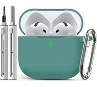 Inesore Compatible with Airpods 4 Cases Cover,Silicone Protective Case for Apple Airpods 4 Active Noise Cancellation, Support Wireless Charging and Front LED Visible, with Cleaner Pen,Green