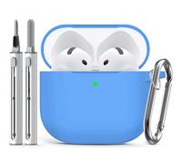 Inesore Compatible with Airpods 4 Cases Cover,Silicone Protective Case for Apple Airpods 4 Active Noise Cancellation, Support Wireless Charging and Front LED Visible, with Cleaner Pen, Cream Blue
