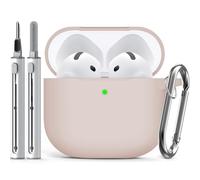 Inesore Compatible with Airpods 4 Cases Cover,Silicone Protective Case for Apple Airpods 4 Active Noise Cancellation, Support Wireless Charging and Front LED Visible, with Cleaner Pen, Milk Tea